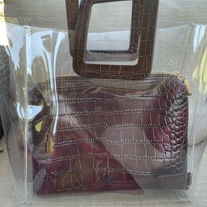 STAUD Shirley PVC Croc Embossed square handle bag